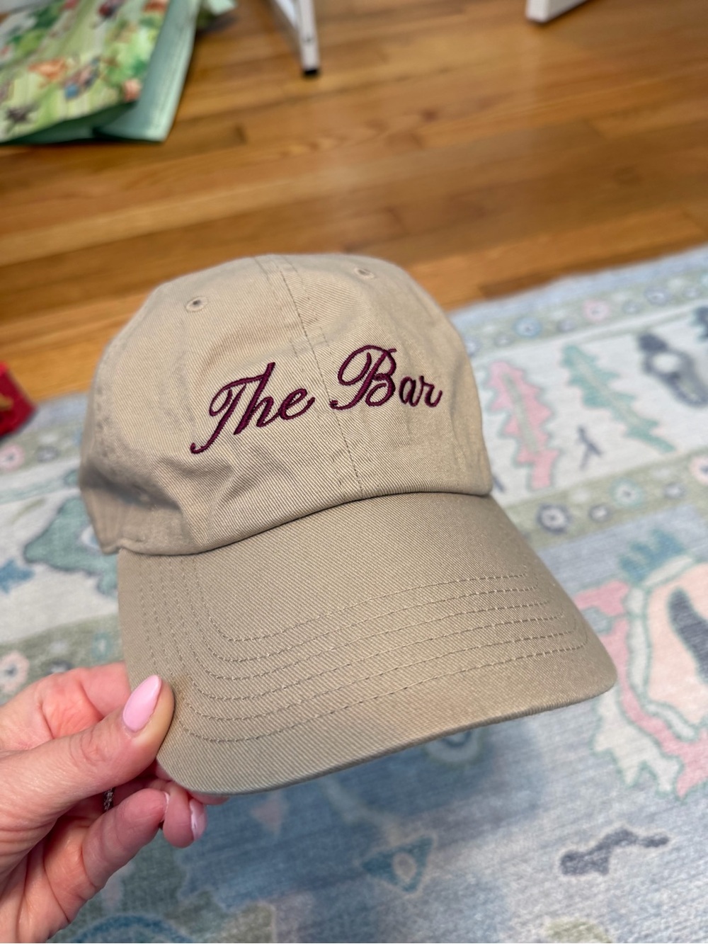 Khaki 'The Bar' Embroidered Baseball Cap
